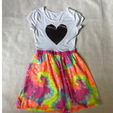 Girls Flip Sequin Heart Knit To Woven Dress